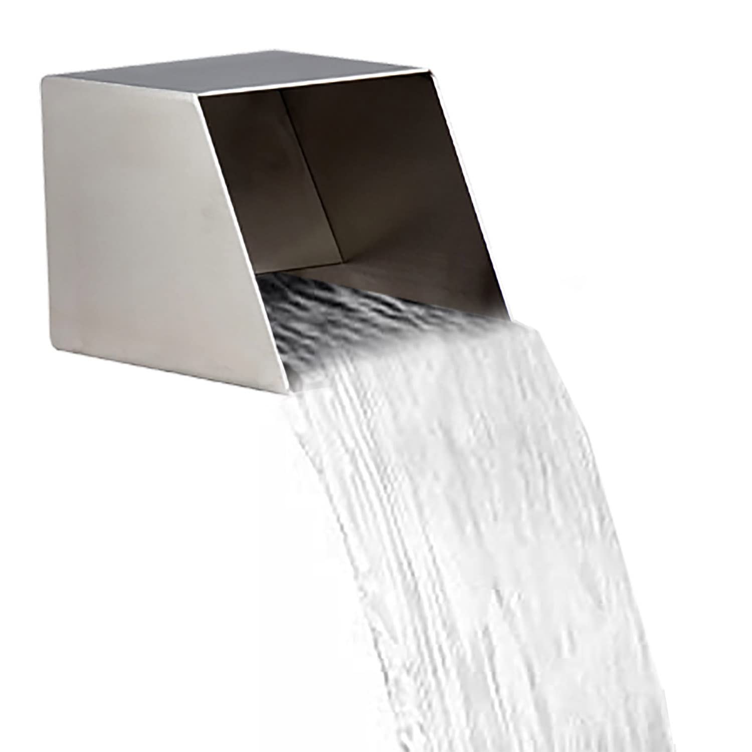 OMKUOSYA 304 Stainless Steel Square Waterfall Pool Fountain Spout Scupper - Outdoor Garden Fountain Spillway for Ponds, Water Walls & Decorative Pools (Silver) | Perfect for Backyard Landscaping, Patio Water Features & Relaxing Garden Ambiance