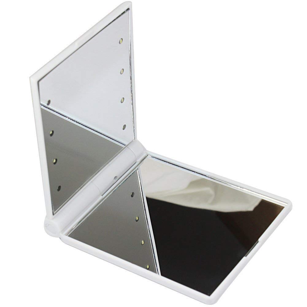 8 LED Lighted Makeup Mirror - Portable Folding Vanity Mirror with Adjustable Brightness, 1X/10X Magnification, Dual-Sided Design | Perfect for Home Dressing Table, Travel & Professional Makeup Artists