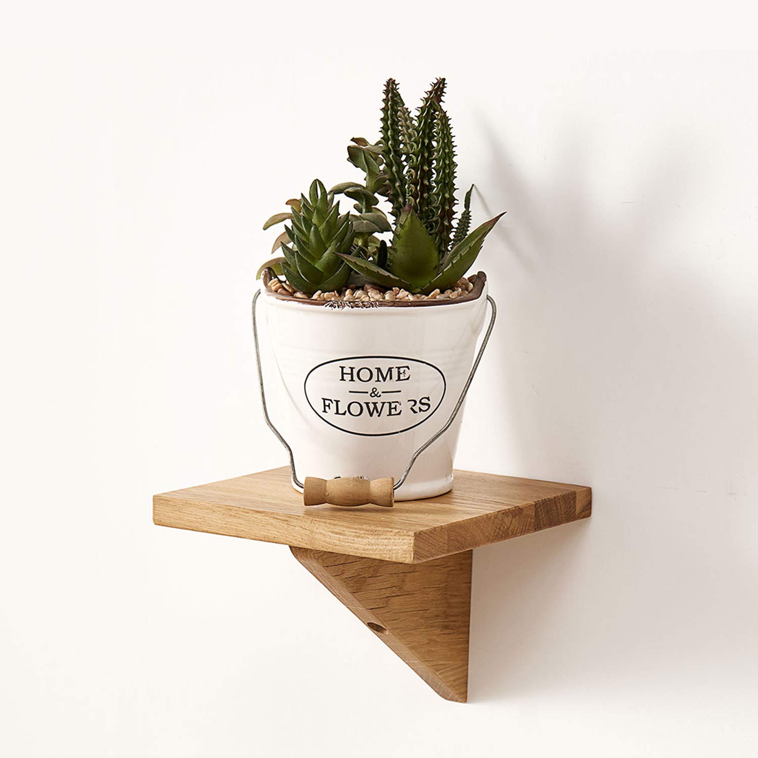 HOMWOO Small Oak Floating Shelf - Solid Wood Wall Shelf for Living Room, Bathroom, Bedroom, Office & Kitchen | Minimalist Home Decor & Storage Solution