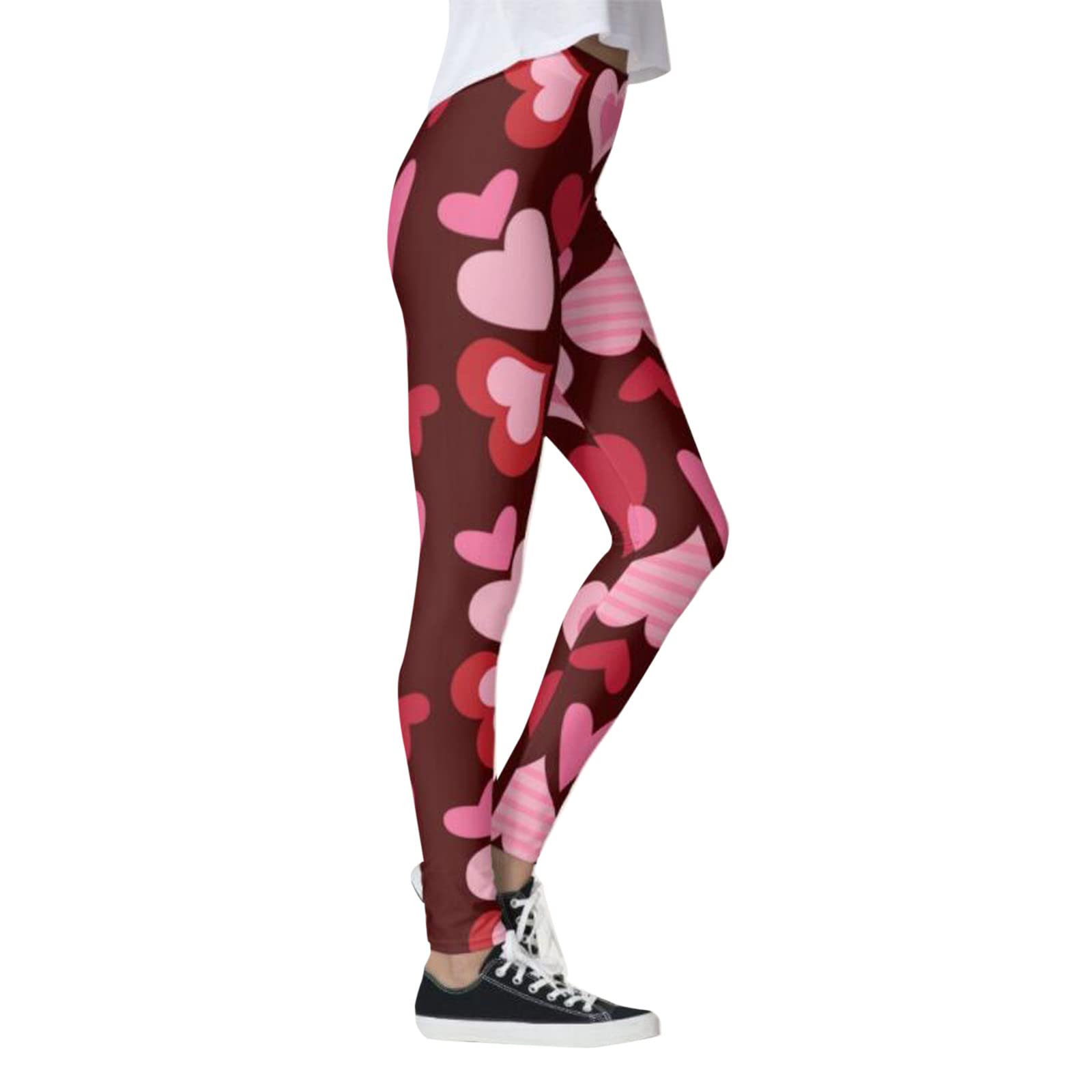 Soft & Comfortable Valentine's Day High Waist Yoga Pants for Women - Butt Lifting Gym Leggings with Tummy Control - Perfect for Workout, Running & Lounge Wear