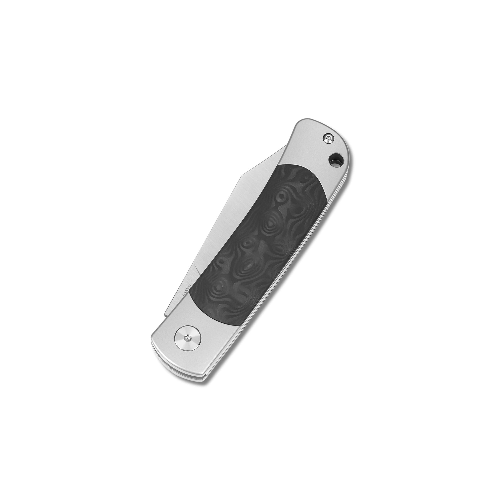 QSP Falcon Slip Joint Pocket Knife - S35VN Steel Blade, Titanium Handle with Marbled Carbon Fiber - EDC, Camping, Hiking & Everyday Carry Knife