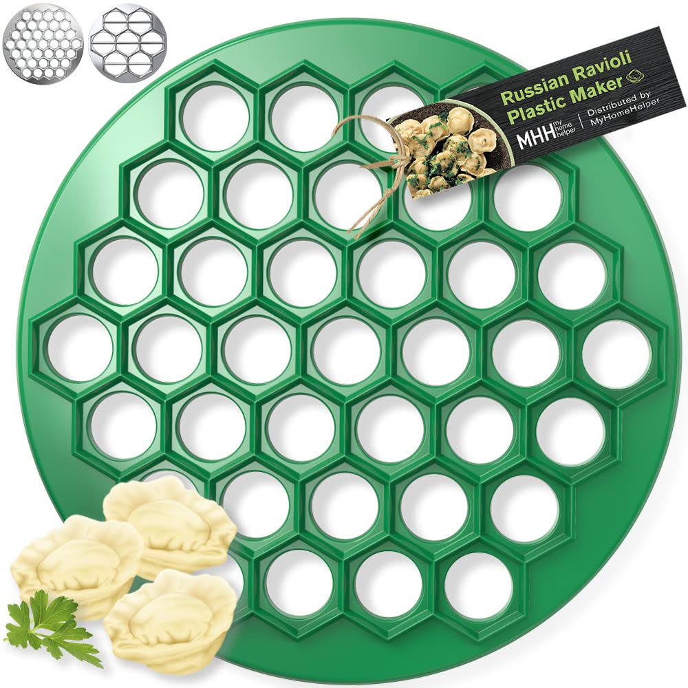 Russian Dumpling Maker - Plastic Pelmeni Mold Press - Handheld Dumpling & Ravioli Cutter - Siberian Meat Pelmeni & Pasta Kitchen Tool - Perfect for Homemade Dumplings, Pierogi & Asian Cuisine