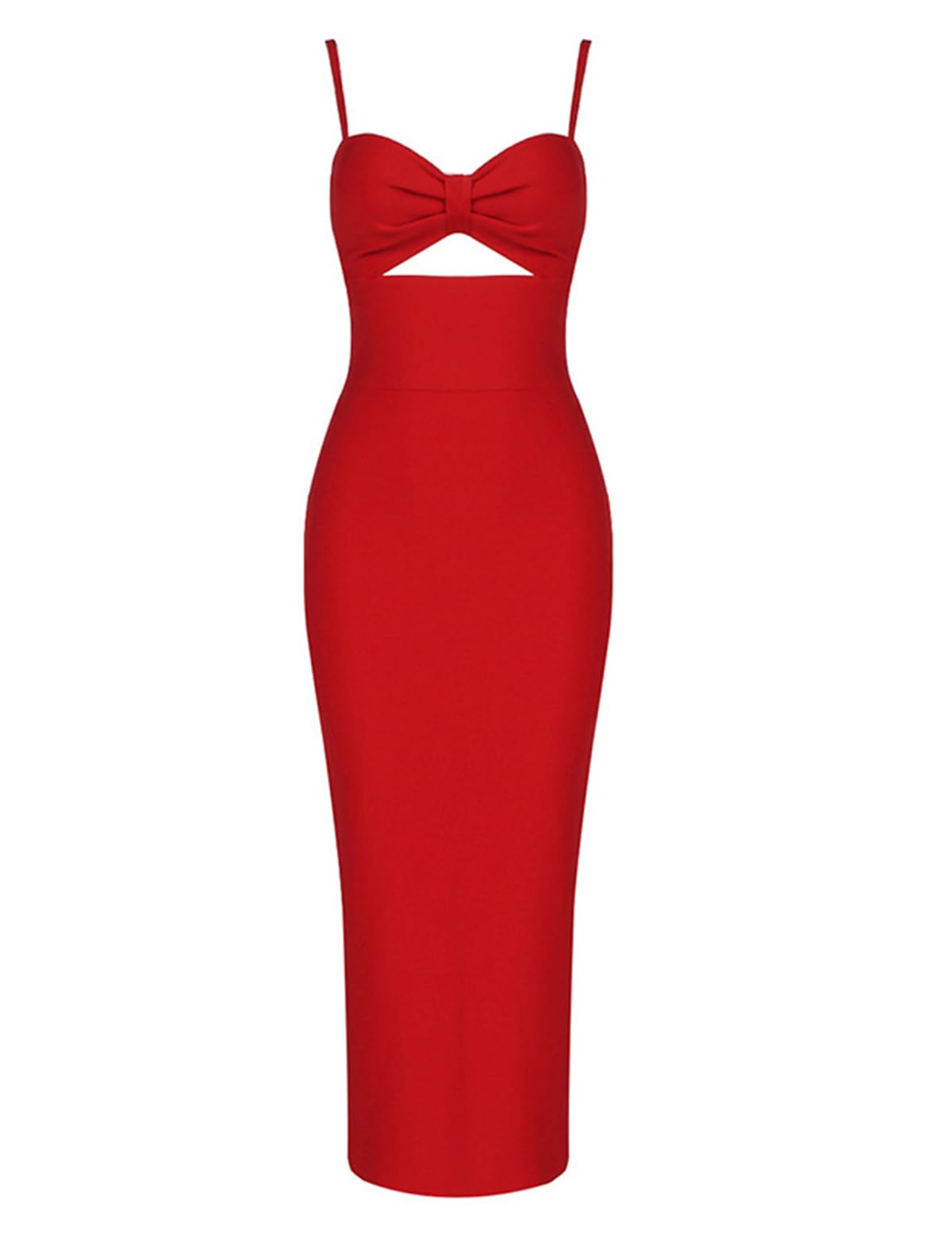 Houstil Women's Elegant Strap Bandage Wedding Guest Dress - V Neck Cut Out Bodycon Cocktail Party Evening Gown for Special Occasions | Perfect for Weddings, Galas & Formal Events