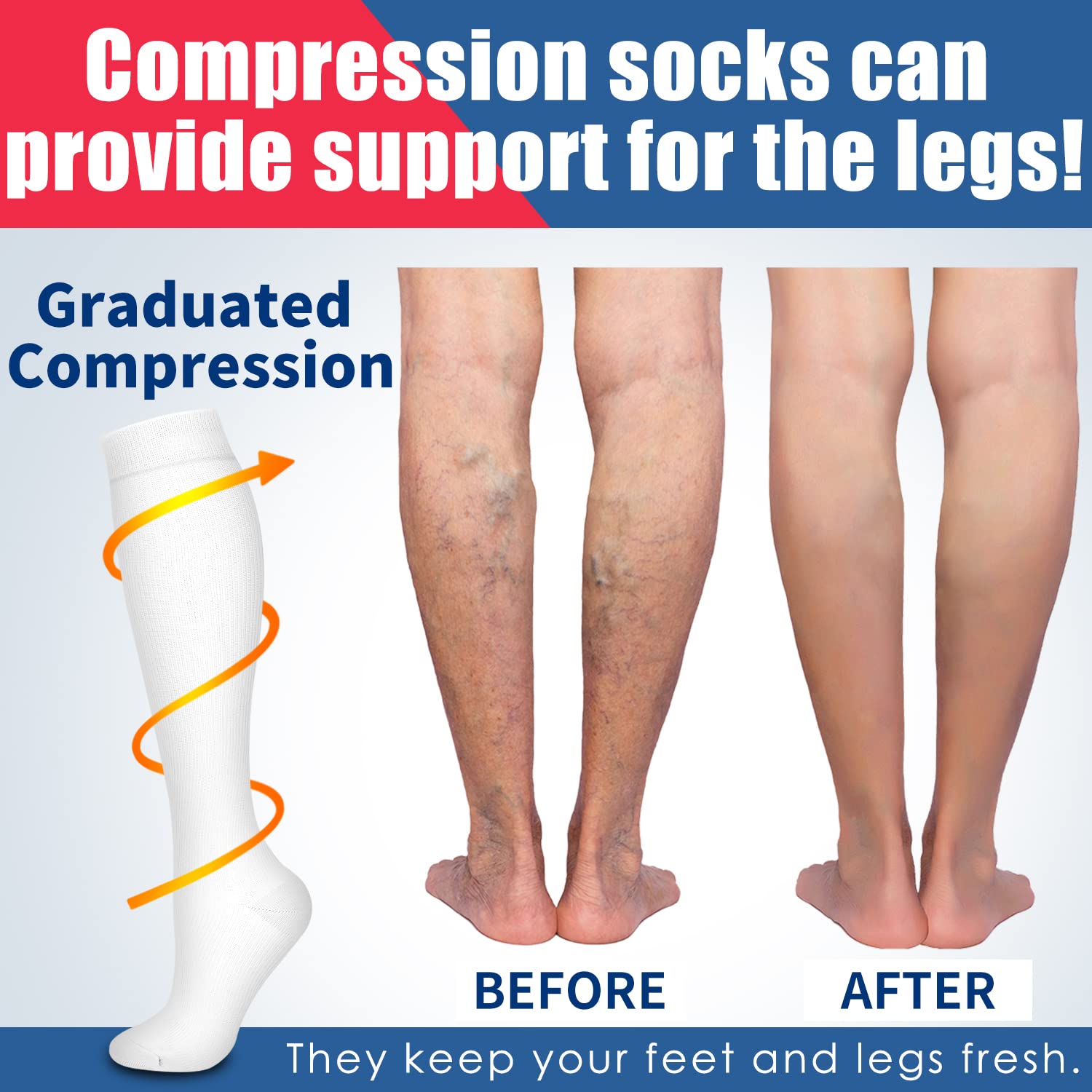 Laite Hebe 4 Pairs Compression Socks for Women & Men - Best Support for Circulation, Nurses, Running, Athletic Performance - Perfect for Workouts, Travel & Long Shifts