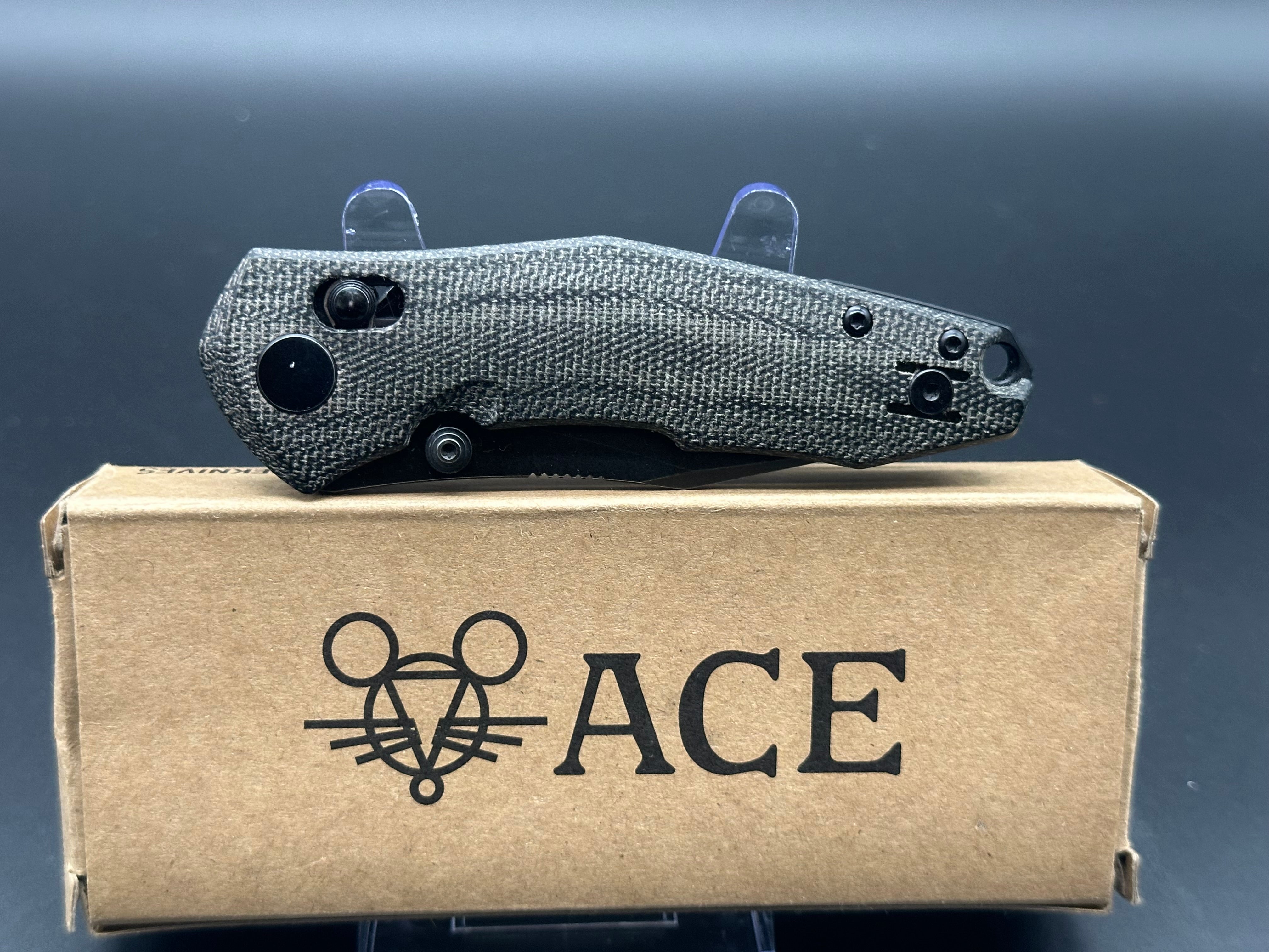 GiantMouse Vox Anso ACE Nazca Exclusive Bar Lock Folding Knife - Premium Black Micarta Handle - EDC Pocket Knife for Outdoor Camping, Hiking & Everyday Carry