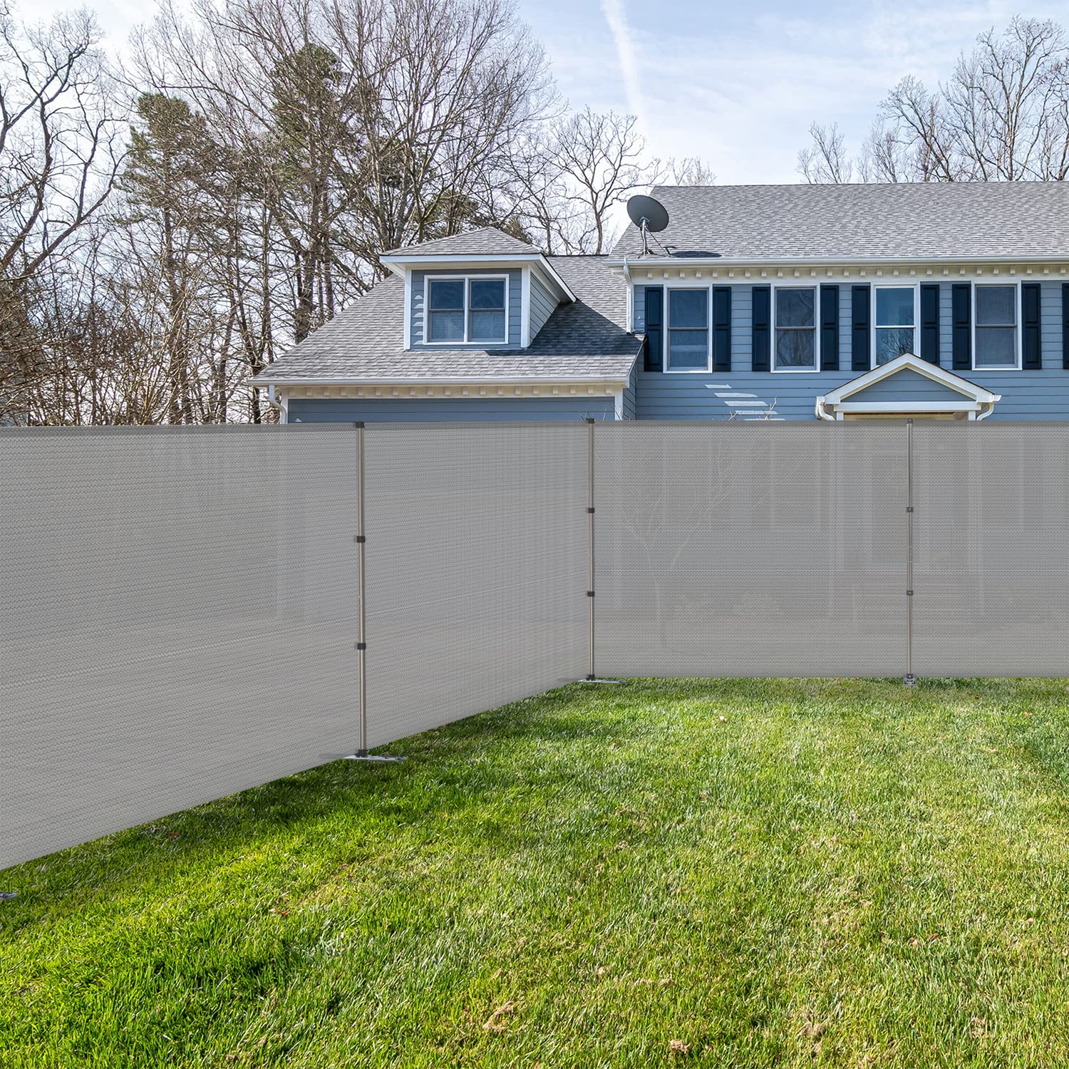 Coarbor 4'x34' Grey Removable Outdoor Privacy Fence Panel - Heavy Duty Backyard Barrier for Pools, Dogs, Chicken Coops & Vegetable Gardens | Includes Spikes & Poles | Perfect for Yard Security, Pet Containment & Garden Protection