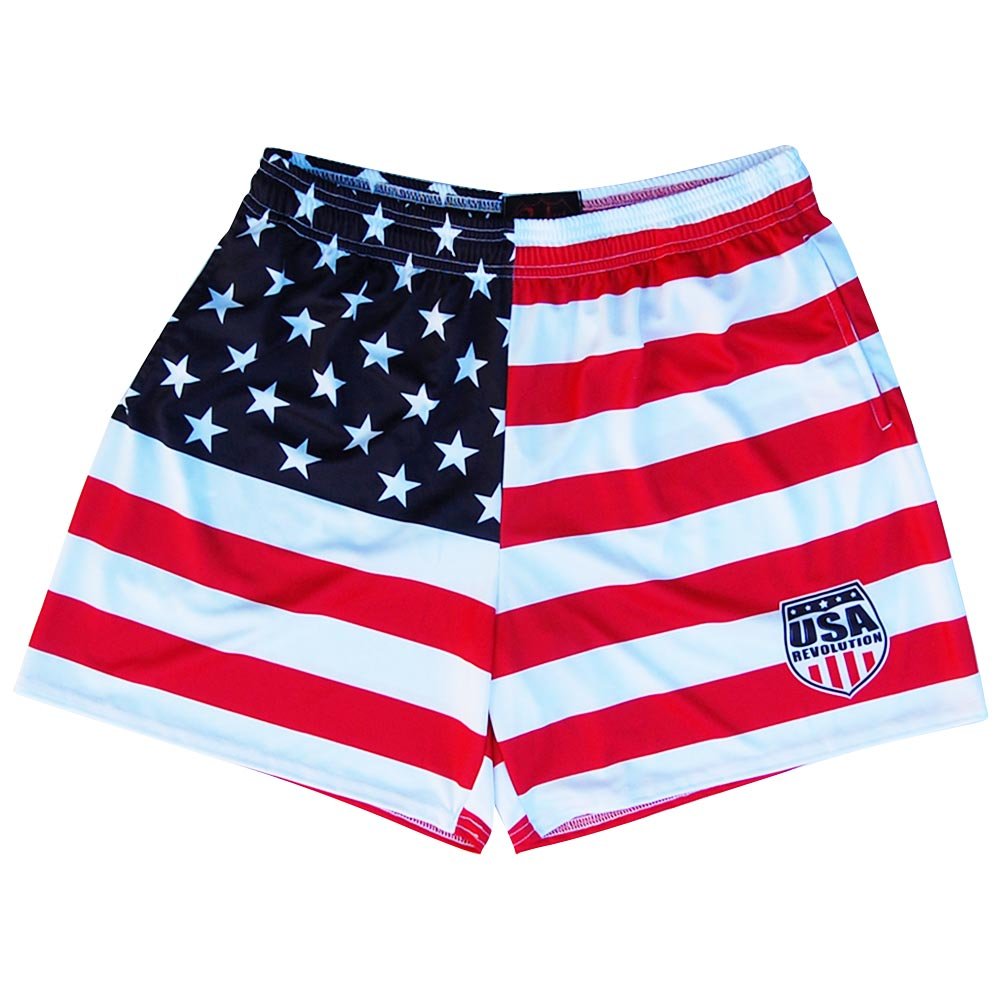 Ruckus Rugby USA Revolution American Flag Shorts - Patriotic Athletic Shorts for Men & Women - Perfect for Rugby, Football, Gym & Outdoor Activities