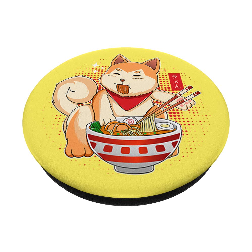 Cute Japanese Anime Shiba Inu Dog Eating Ramen Bowl - Kawaii Pet Lover Gift for Anime Fans, Home Decor & Office Desk Accessory