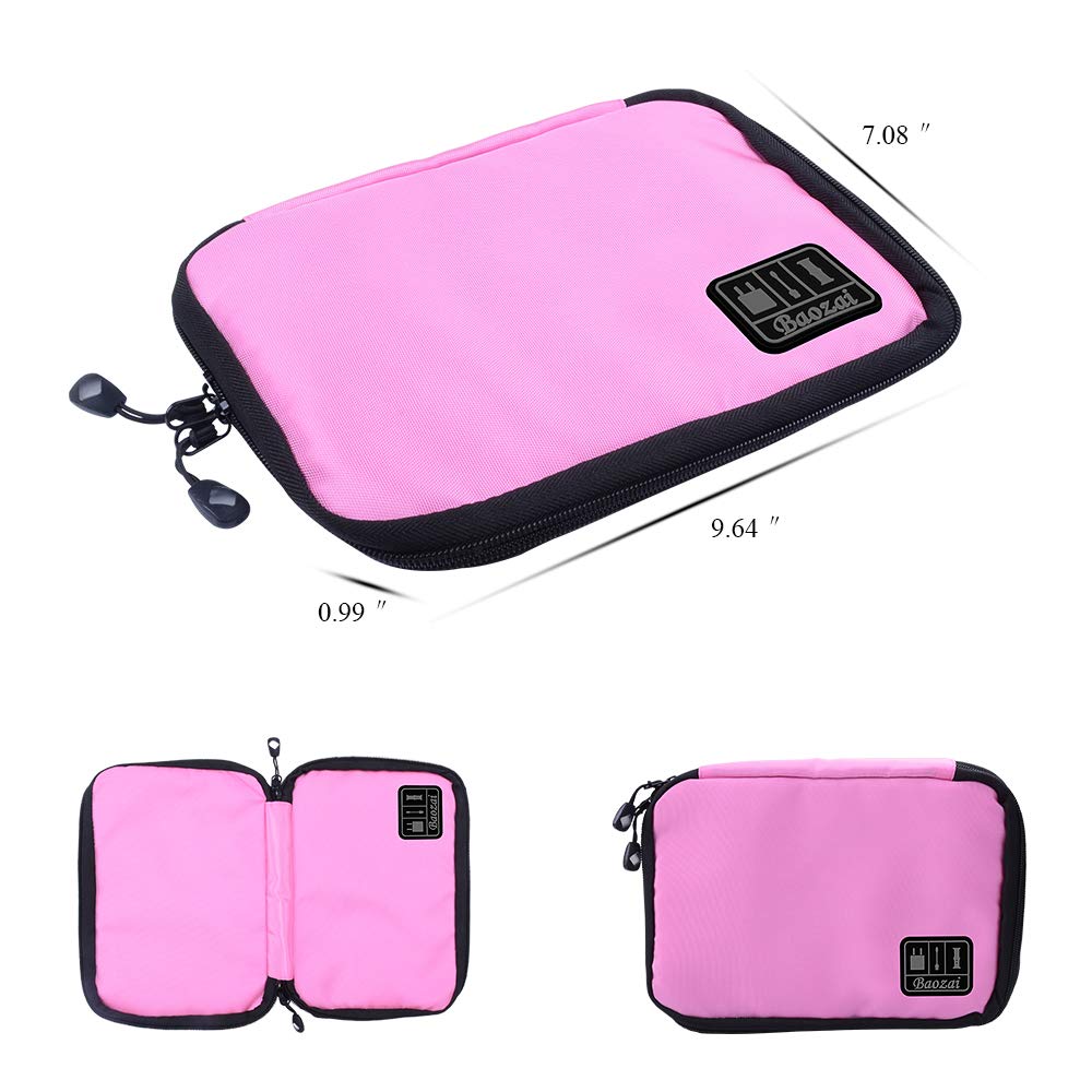 Waterproof Smart Watch Bands Organizer Bag - Portable Travel Electronics Accessories Case for Watch Bands, Cables, Chargers, Headphones & SD Cards (Pink) - Perfect for Travel, Gym & Daily Storage