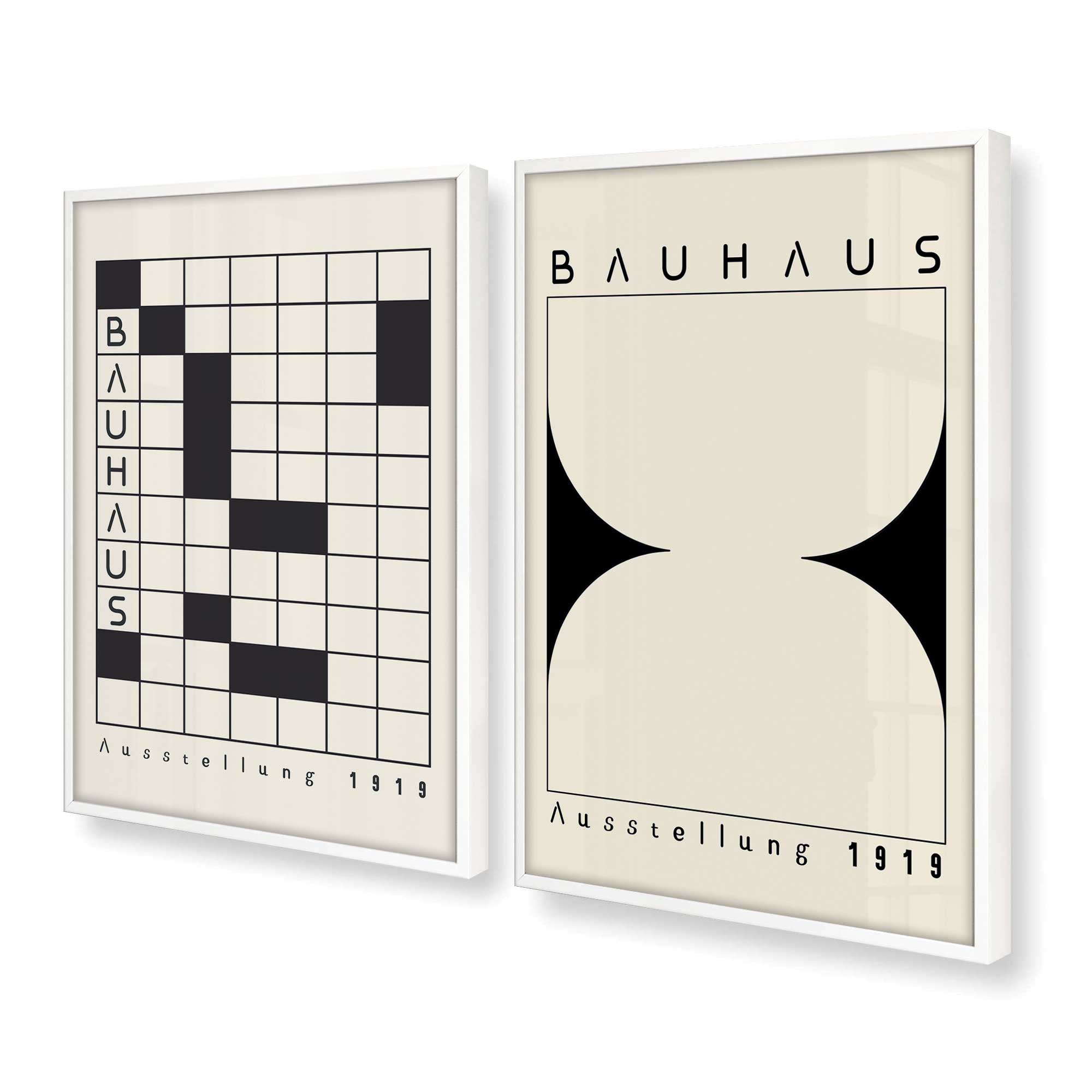 Bauhaus Grid & Balance Set of 2 Modern Art Prints - Perfect for Home Decor, Office Wall Art & Gift Ideas