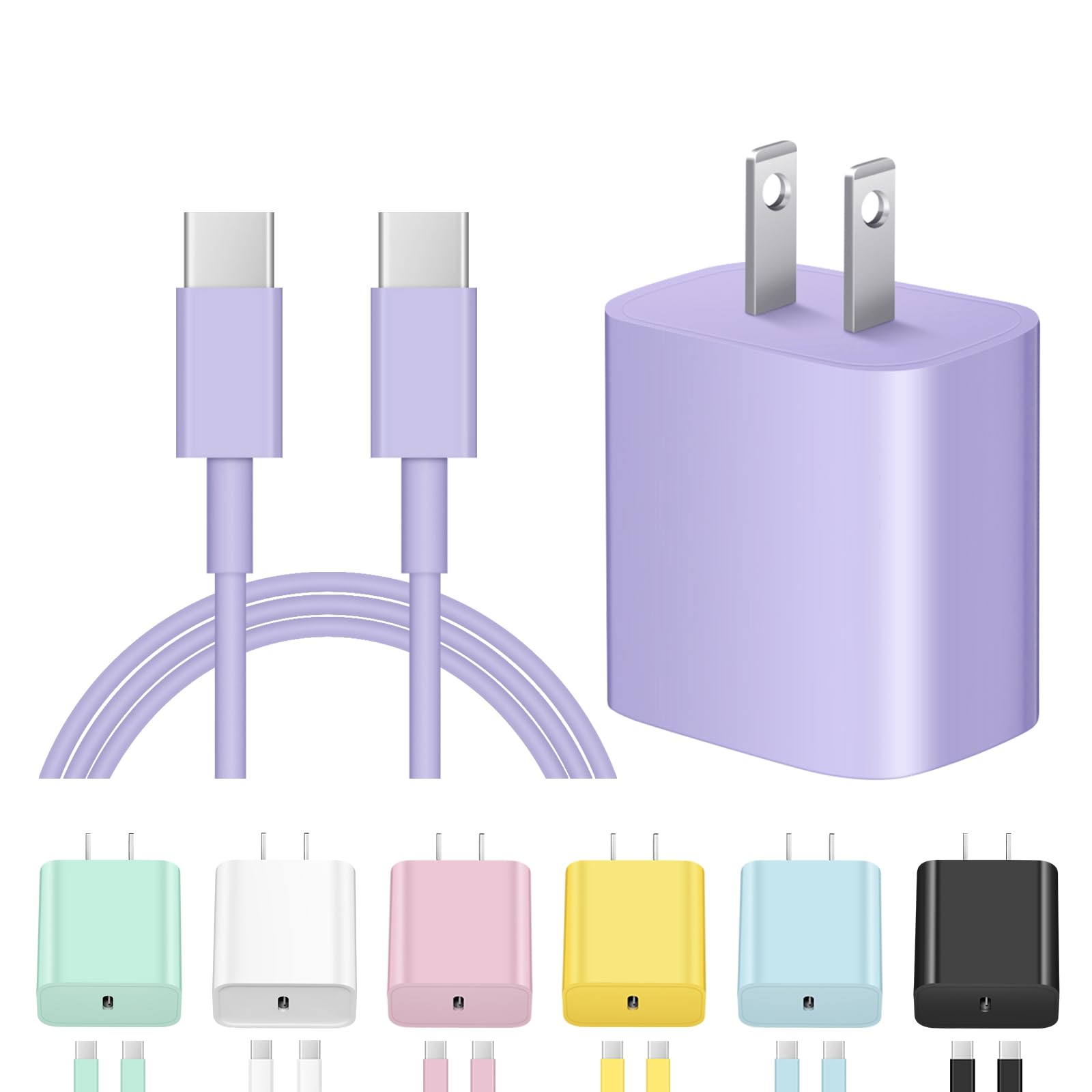 Apple MFi Certified USB C Fast Charger - 20W PD Wall Charger Block with 6FT USB C to C Cable - Compatible with iPhone 16/15/Pro/Pro Max, iPad Pro/Air, AirPods, Samsung & Android Phones - Perfect for Home, Office & Travel Charging