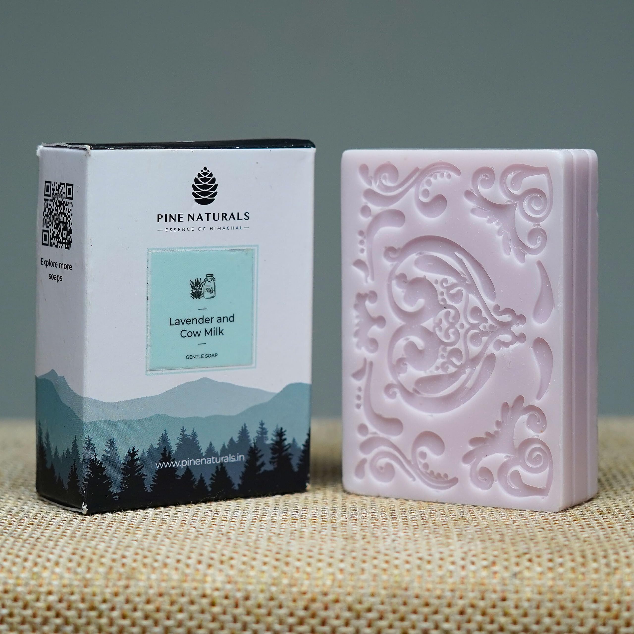 Pine Naturals Lavender & Cow Milk Gentle Soap - Handmade Natural Soap for All Skin Types | Moisturizing & Soothing | Perfect for Dry Skin, Sensitive Skin & Daily Body Care