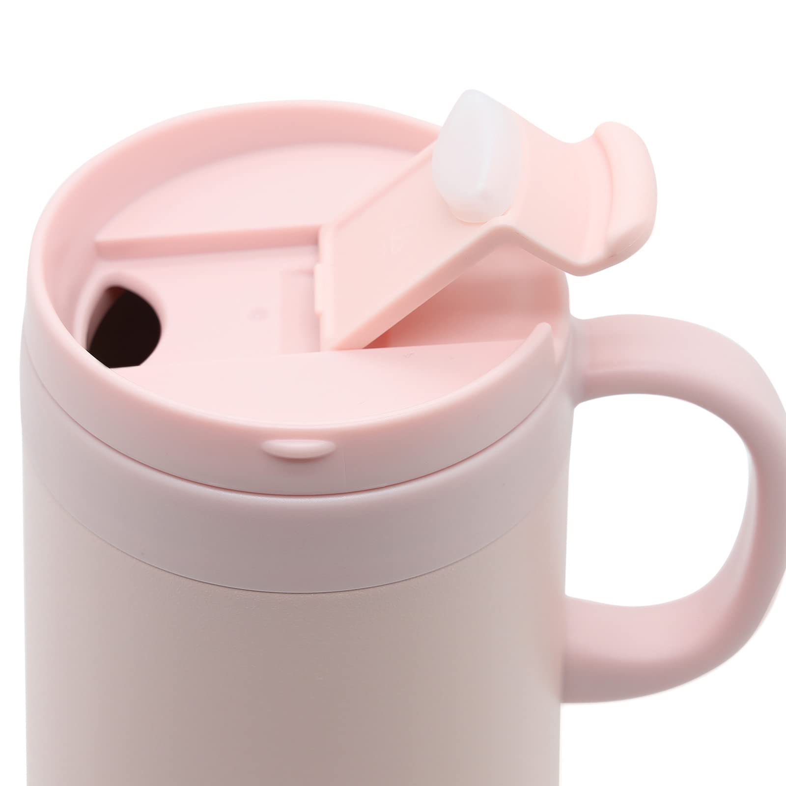 Premium 16oz Stainless Steel Vacuum Insulated Coffee Mug with Leak-Proof Lid & Ergonomic Handle - Double Wall Insulation Keeps Drinks Hot/Cold for Hours - Perfect for Office, Travel, Camping & Outdoor Activities (Pink)