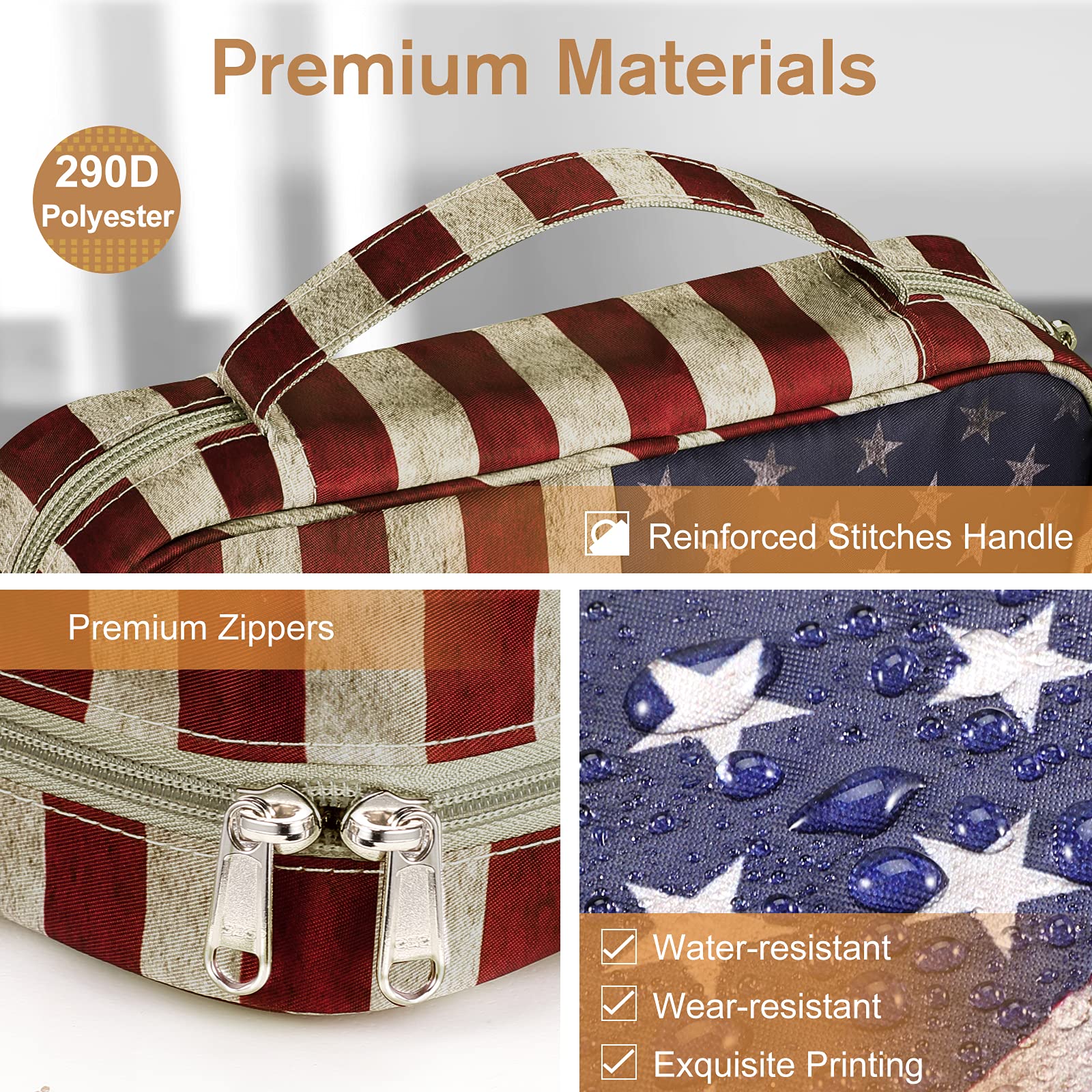 FINPAC Bible Cover with Handle & Zippered Pocket - Durable Protective Book Case for Church, Travel & Daily Use - Perfect Gift for Women, Men & Mothers - Patriotic US Flag Design - Ideal for Bible Study, Worship Services & On-the-Go Protection