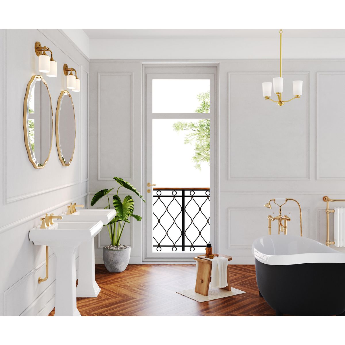 Adley Collection 3-Light Etched White Glass Semi-Flush Mount Ceiling Light Fixture - Convertible to Pendant or Chandelier - Perfect for Bedroom, Living Room, Dining Room, and Hallway Lighting