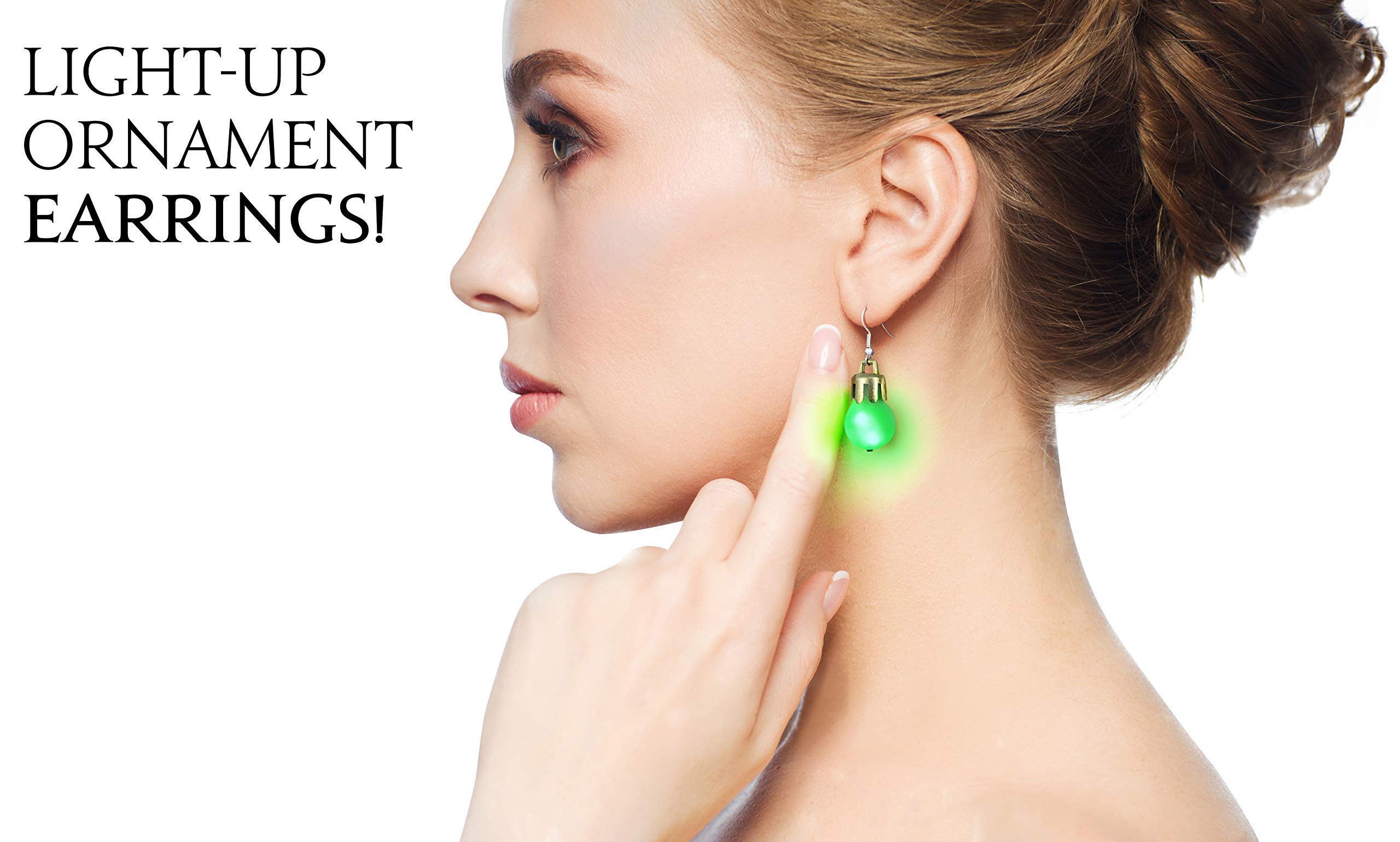Original 16pc Hair Clip Lights & 4pc Earring Light Set - Glow in The Dark Party Accessories for Raves, Concerts, Festivals & Night Events