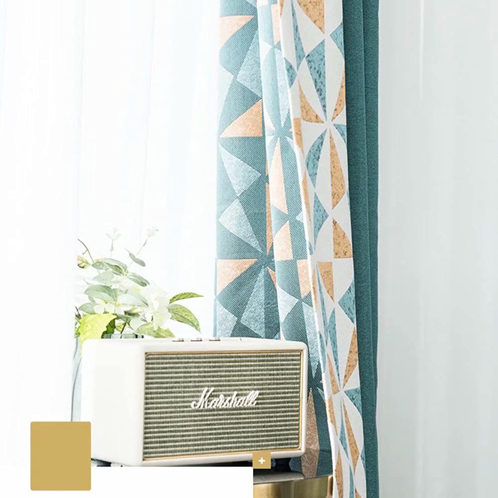 MacoHome Triangle Pattern Linen Blackout Curtains 52x84 Inches - Modern Geometric Window Drapes for Living Room, Bedroom & Nursery - Light Blocking Thermal Insulated Panels for Home Decor