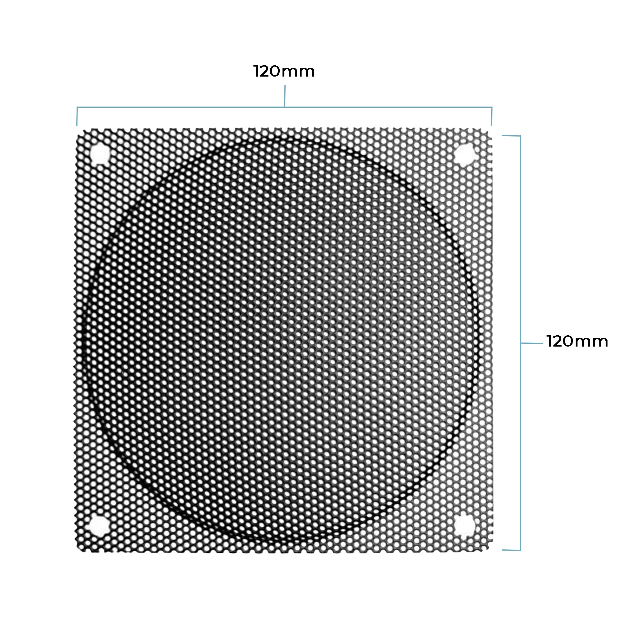 120mm Steel Mesh Filter Grill with 1.5mm Hole Diameter - Durable Black Metal Air Vent Cover for HVAC, PC Case, and Automotive Applications