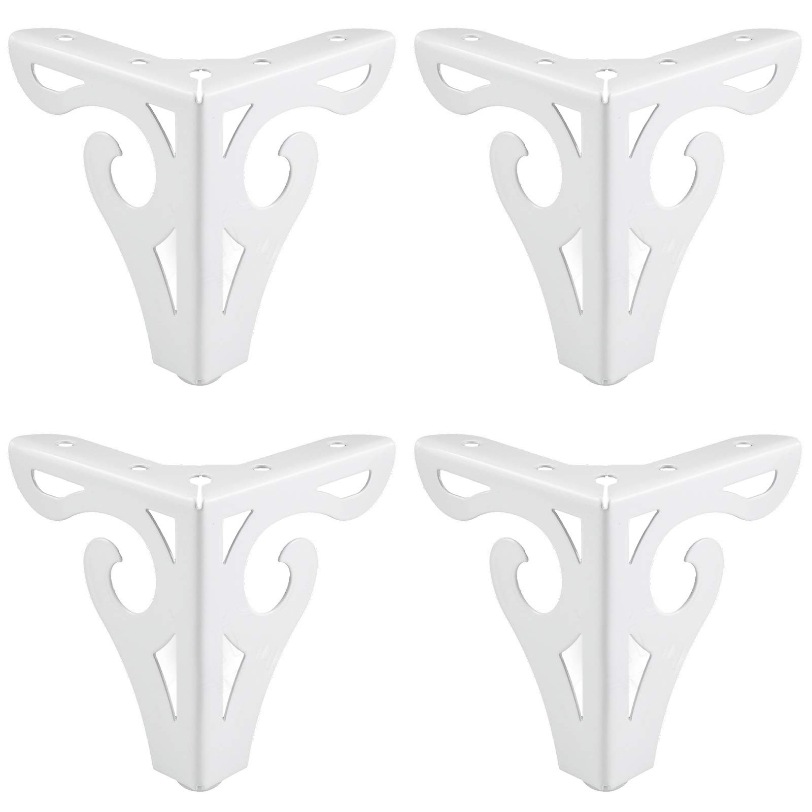 10cm/3.93inch Modern Metal Sofa Legs - Set of 4 - Hollow Out Design - Black/White/Gold/Chrome Powder Coated - Furniture Legs for Sofa, Table, Cabinet & Cupboard - Perfect for Living Room, Bedroom & Office Furniture Upgrade