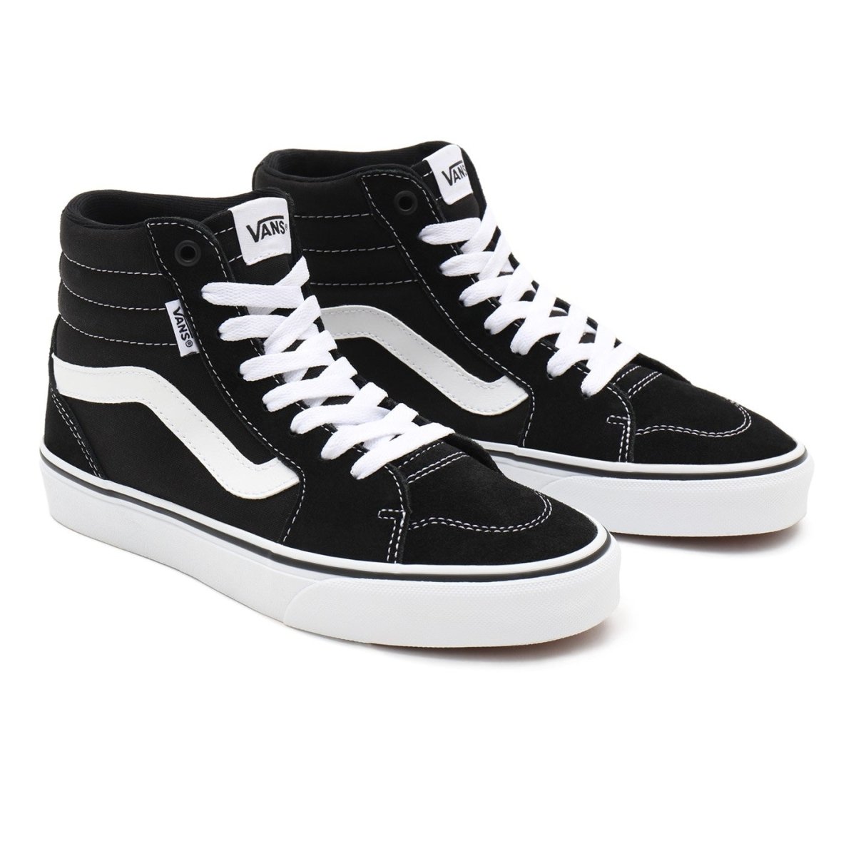 Vans Women's Filmore High Top Sneakers - Black & White Canvas Skate Shoes for Casual Wear & Street Style Fashion