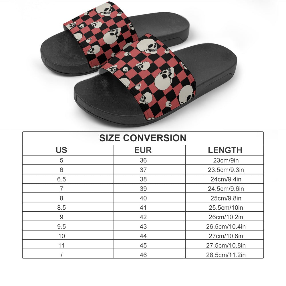 Checkers and Skulls PVC Sandals for Women - Comfortable Non-Slip Beach Shoes for Summer, Outdoor, and Casual Wear