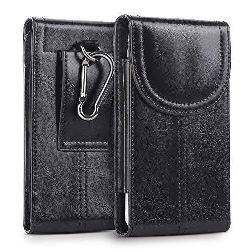 Kiwitatá iPhone Belt Holster - Universal Phone Waist Pouch for iPhone 14 Pro Max/13 Pro Max/12 Pro Max/8 Plus, Galaxy S21 Ultra/S20+, Pixel 6 Pro - Black | Hands-Free Carrying Case for Hiking, Running & Outdoor Activities