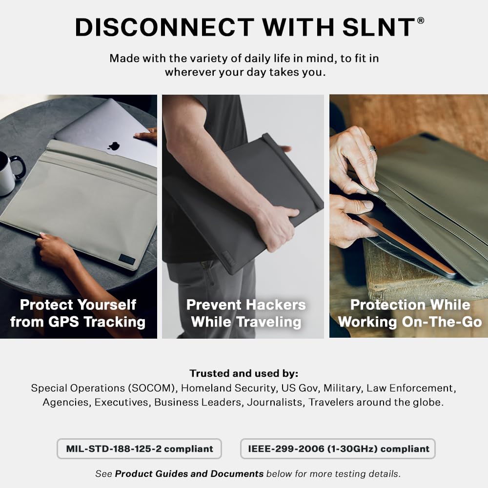 SLNT Faraday Bag for Laptop & Tablet - Signal Blocking Pouch with Silent Pocket Technology - Waterproof & Durable Nylon - Fits 13