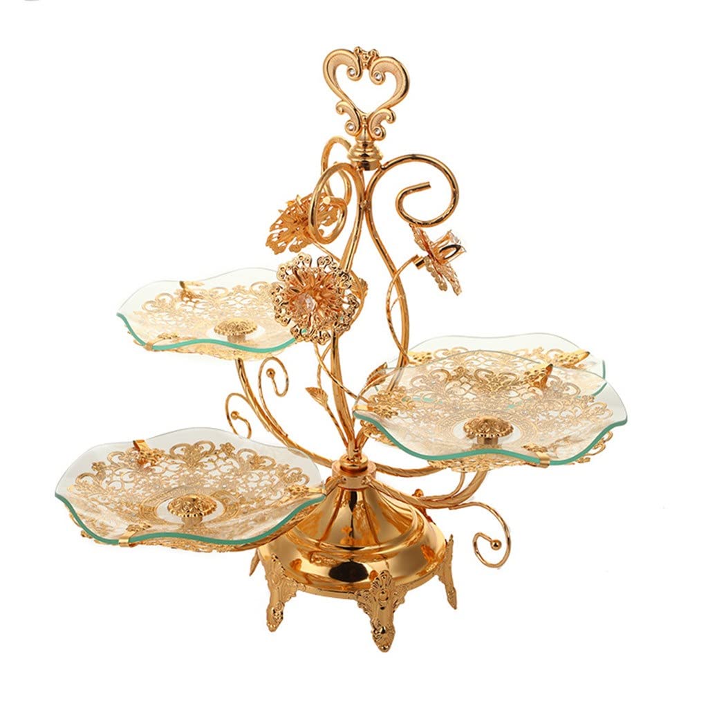 Crystal Fruit Plate - Elegant Gold Coffee Table Decor for Candy, Cake & Desserts | Modern Home Living Room Tray | Perfect for Parties, Weddings & Entertaining