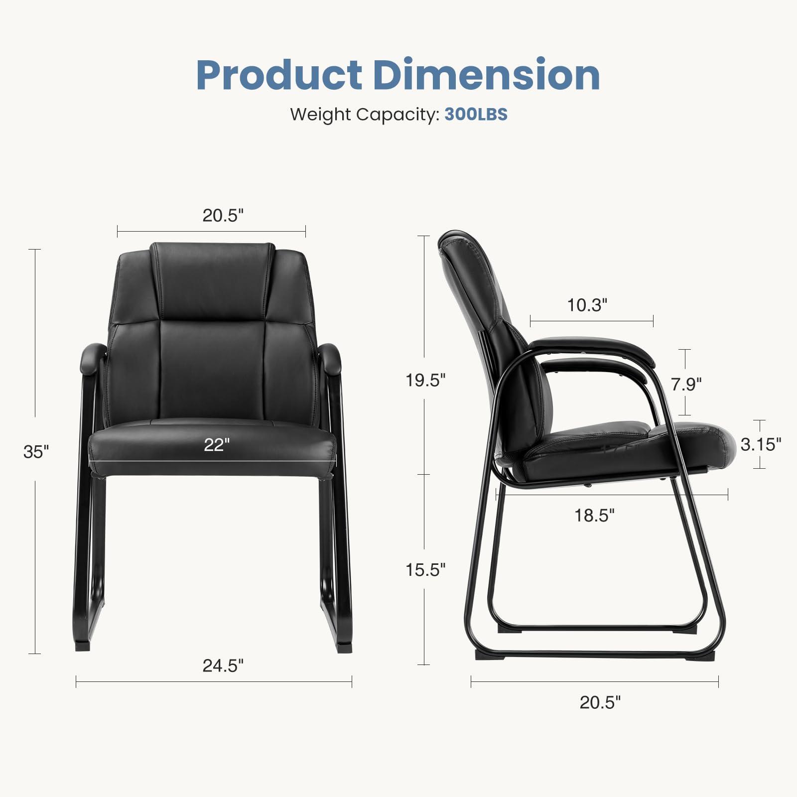 DUMOS 4-Piece Office Guest Chair Set - Leather Padded Arm Waiting Room Chairs for Elderly, Home, Reception, Conference Room & Lobby - Comfortable Seating for Offices, Waiting Areas, Break Rooms and Professional Spaces
