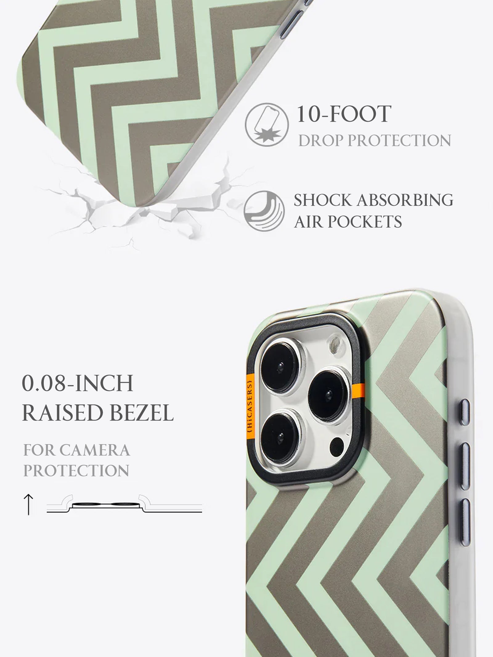 Fashionable Gold Wave Zebra Stripe Phone Case - Trendy Pale Sage Green Cover for iPhone & Samsung | Perfect for Street Style & Everyday Use