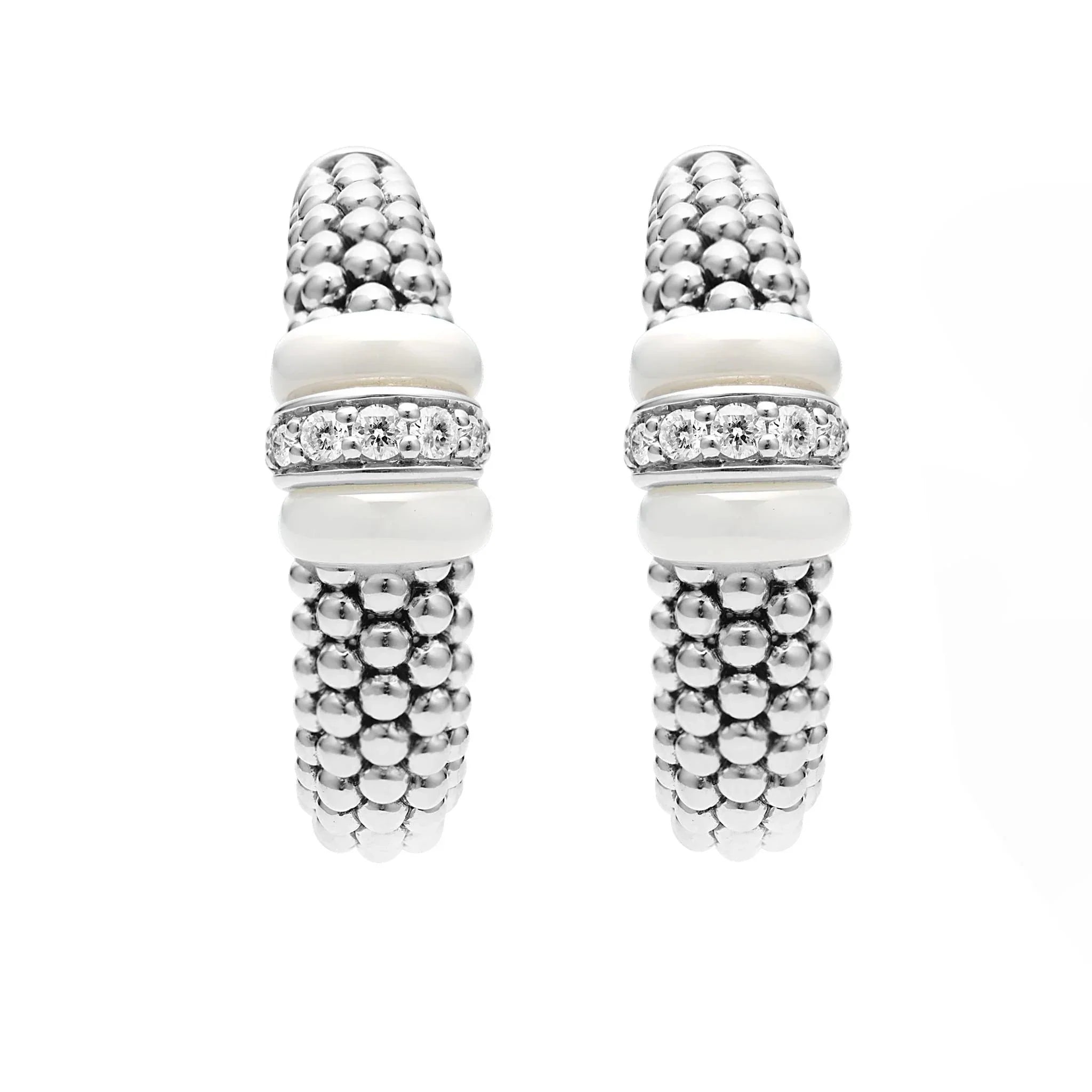 Exquisite Ceramic Caviar Diamond Hoop Earrings for Women - Elegant 14K Gold Plated Dangle Earrings for Party, Wedding & Special Occasions