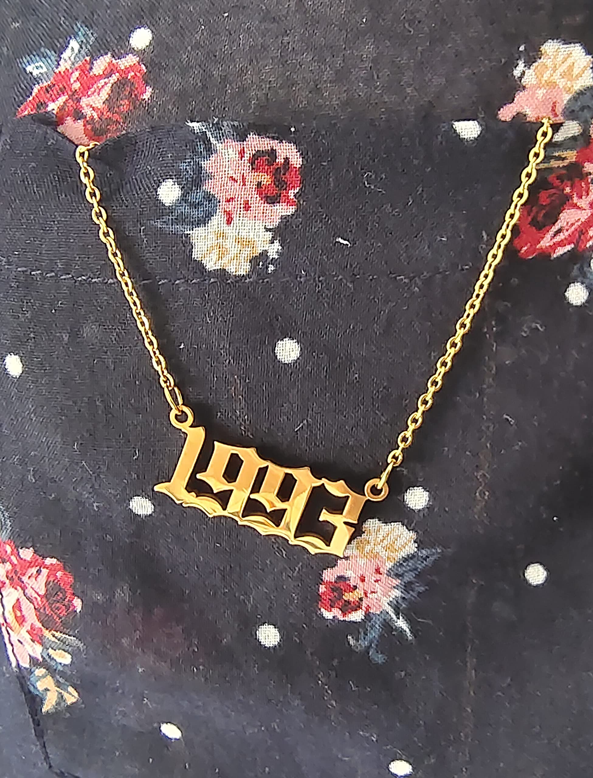 Birth Year Necklace for Women - Custom Number Pendant Jewelry with Old English Charm - 18k Gold Plated or Silver Angel Friendship Necklace - Perfect Birthday Gift & Anniversary Present for Her