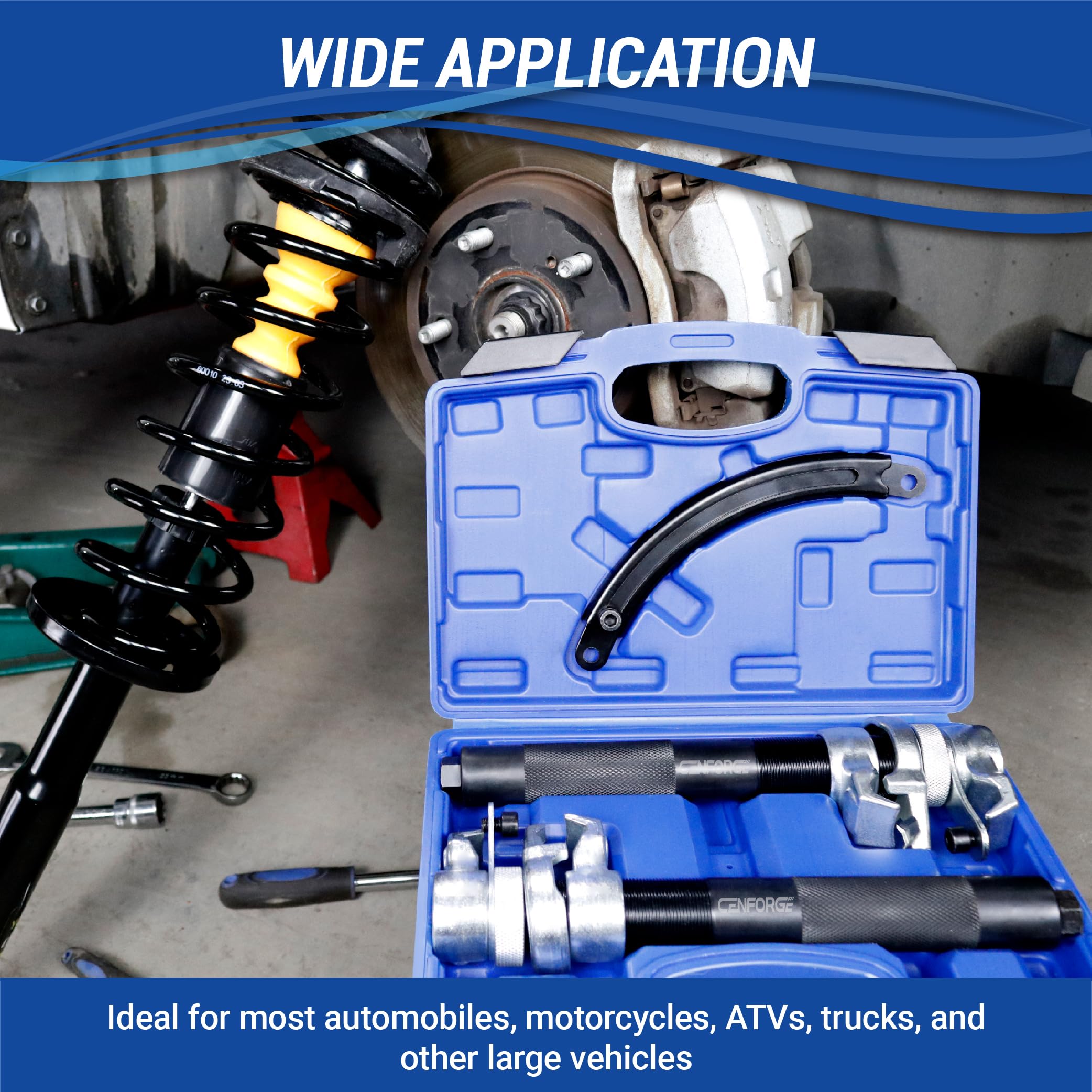 Heavy Duty MacPherson Strut Spring Compressor Tool Set - 2425LB Capacity Coil Spring Compressor with Extendable Bracket for Car, Truck, ATV & UTV - Perfect for DIY Auto Repair, Suspension Maintenance and Garage Use