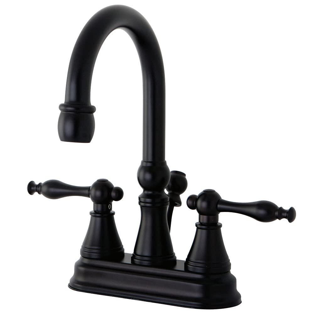 Kingston Brass KS2615NL 4-Inch Centerset Bathroom Faucet with Pop-Up Drain - Oil Rubbed Bronze Finish for Vanity Sink, Perfect for Modern Home & Commercial Restrooms