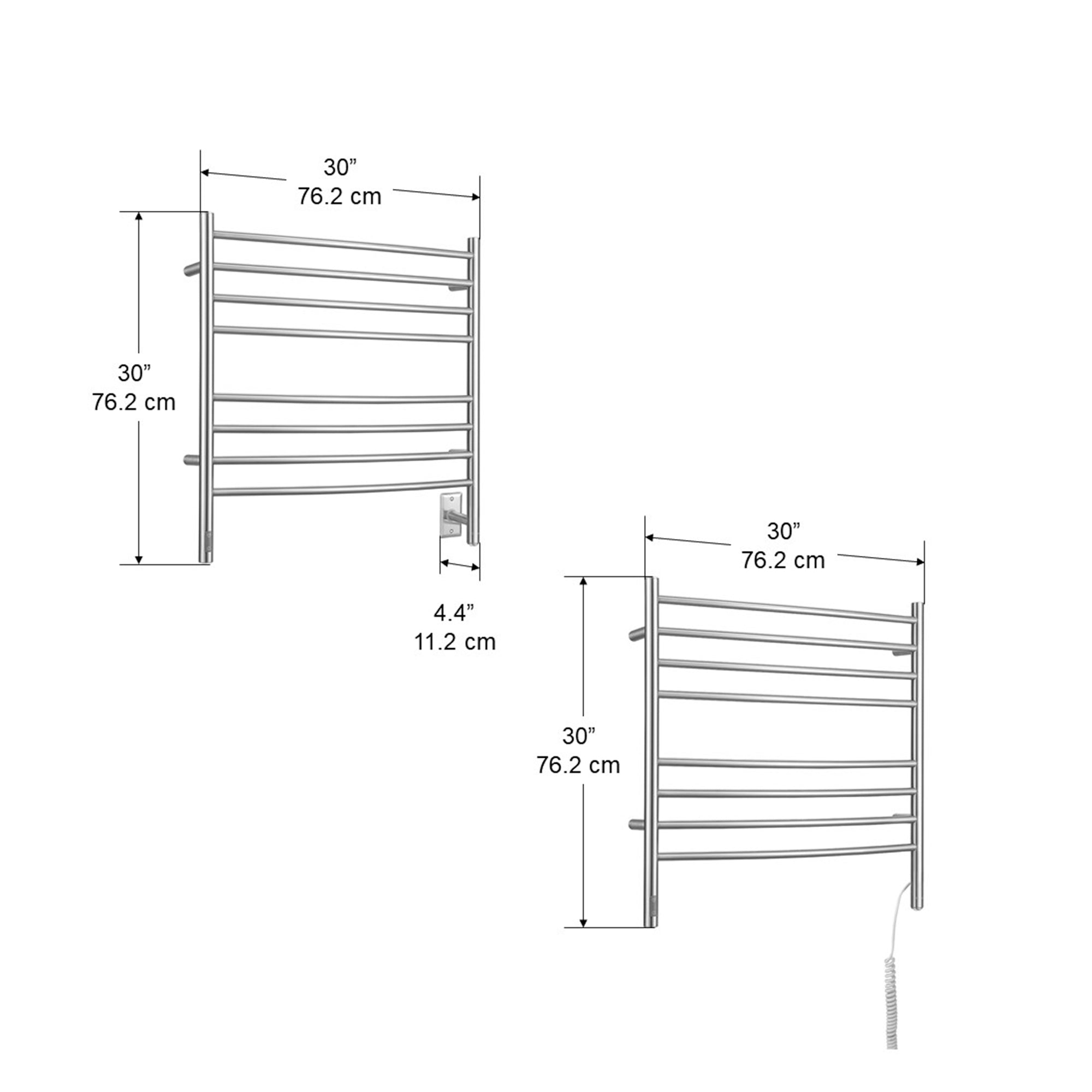 Arezzo OBT 8 Bar Hardwired & Plug-In Stainless Steel Towel Warmer - Bathroom Luxury Heated Towel Rack for Spa, Hotel & Home Use