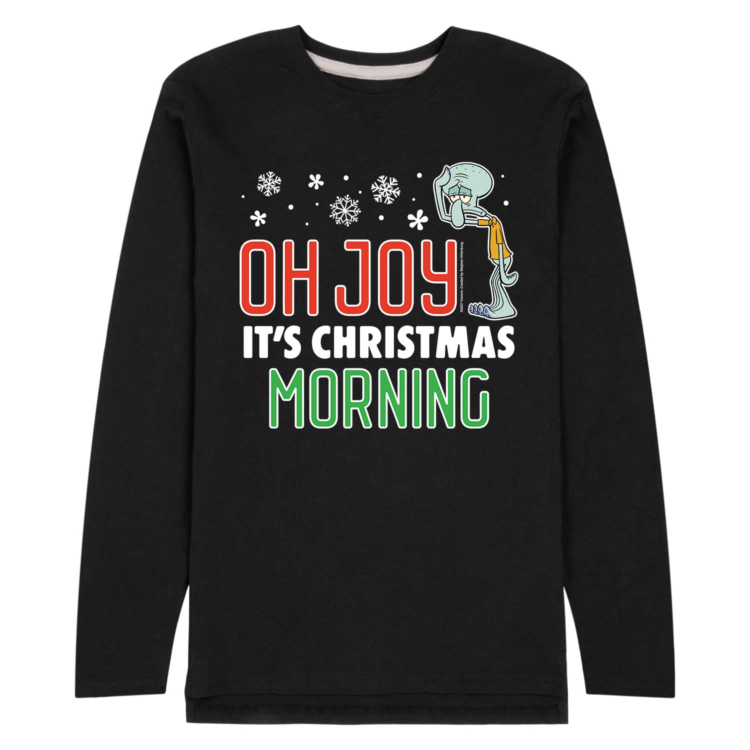 Spongebob Squarepants Christmas & Hanukkah Men's Long Sleeve Graphic Tee - Funny Holiday T-Shirt for Fans - Perfect for Christmas Parties & Festive Gatherings