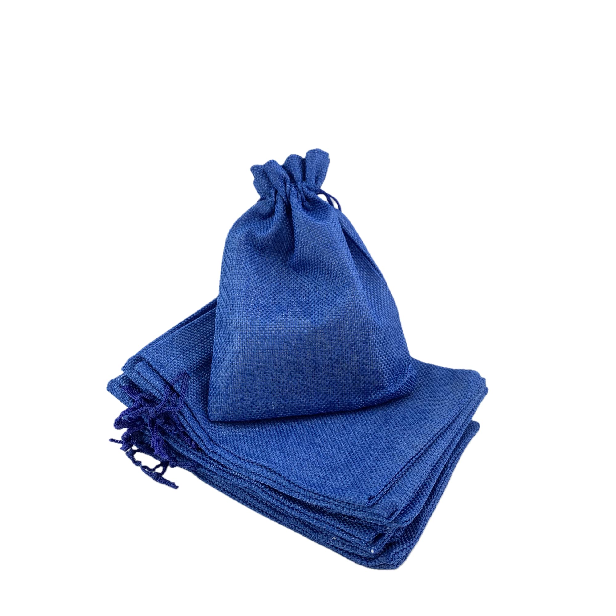 25 Pack Burlap Drawstring Gift Bags - 7x9 Inch Royal Blue Linen Jewelry Pouches for Wedding Favors, Birthday Party, Bridal Shower & Baby Shower Gifts - Eco-Friendly Hessian Jute Bags for Treats & Small Gifts
