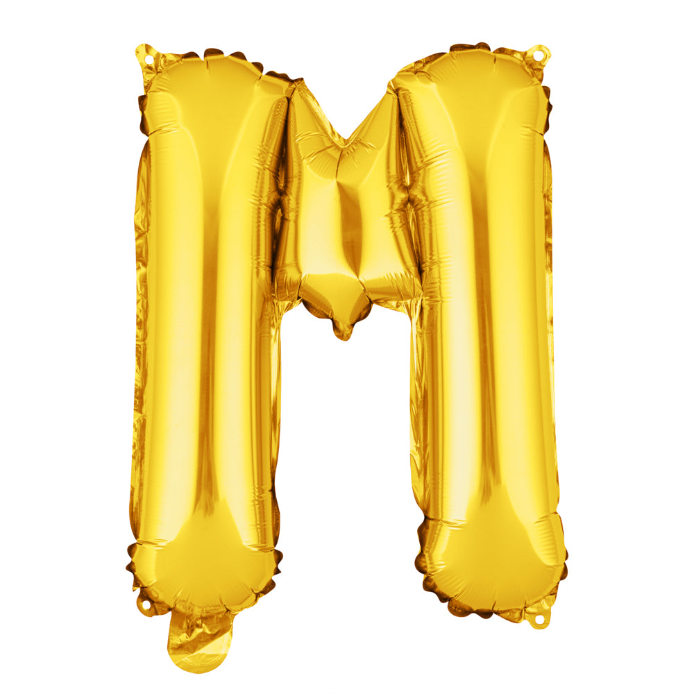 Balloonify Gold Mylar Letter M Balloon - 16 Inch Large Foil Alphabet Balloon for Birthday Party Decorations, Baby Showers & Wedding Celebrations