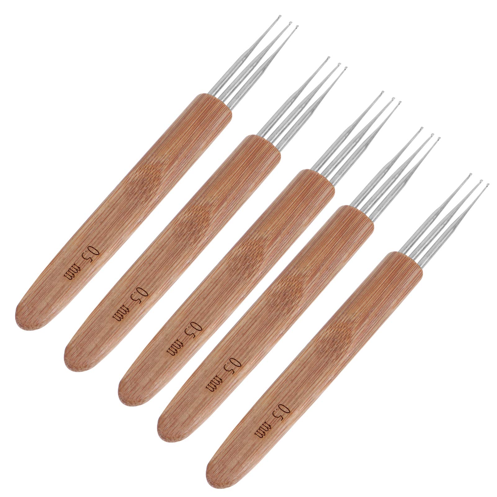 EXCEART 5pcs Wooden Crochet Hook Kit for Dreadlocks & Hair Extensions - Dread Braider, Hair Knitting Needles, Yarn Crochet Hooks, Wig Making Tools - Perfect for DIY Hair Braiding, Locs Maintenance & Styling