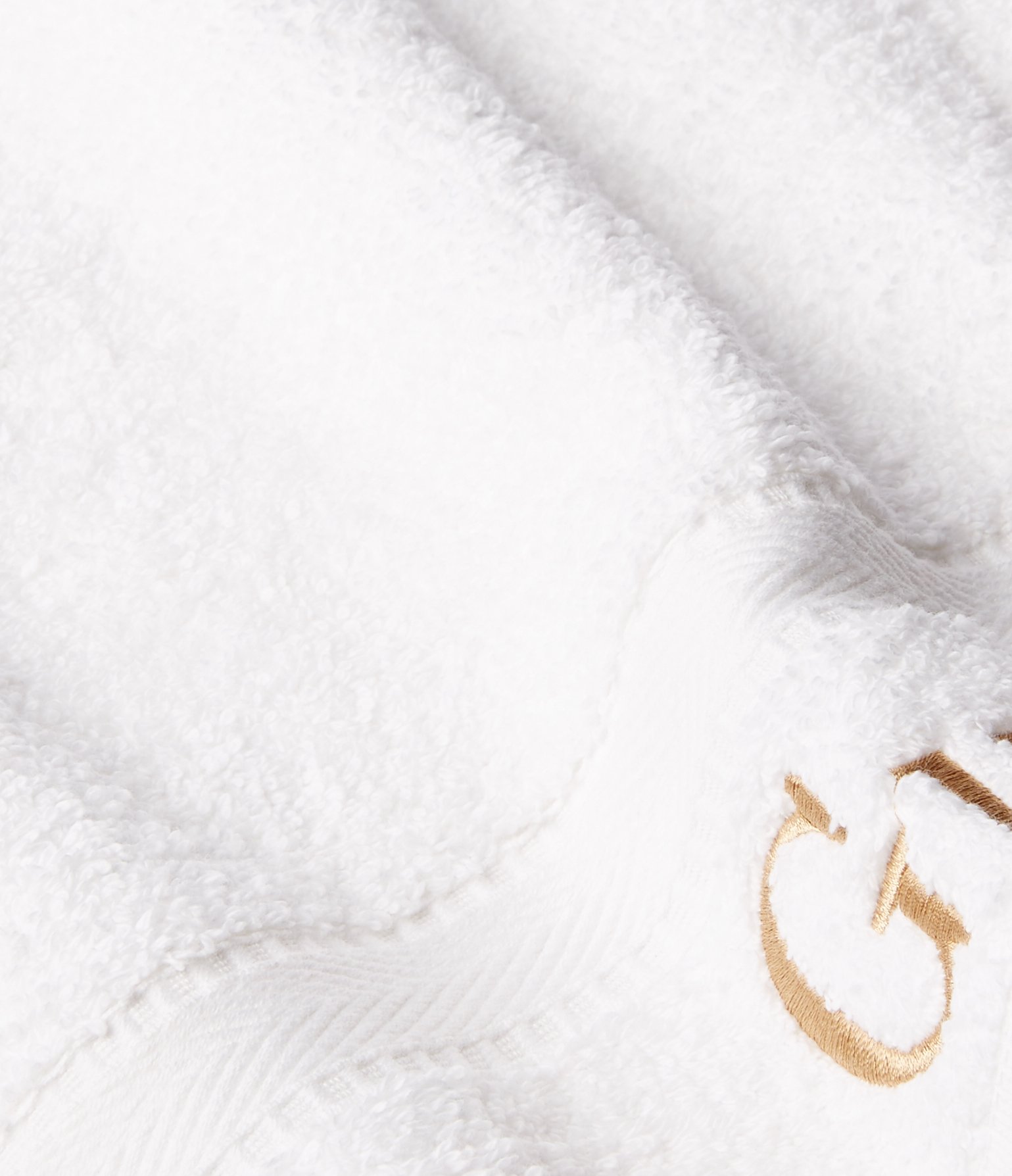 Linum Home Textiles Embroidered Guest Hand Towel Set of 2 - White & Gold Luxury Bathroom Towels for Guest Bathroom, Powder Room, or Spa Decor
