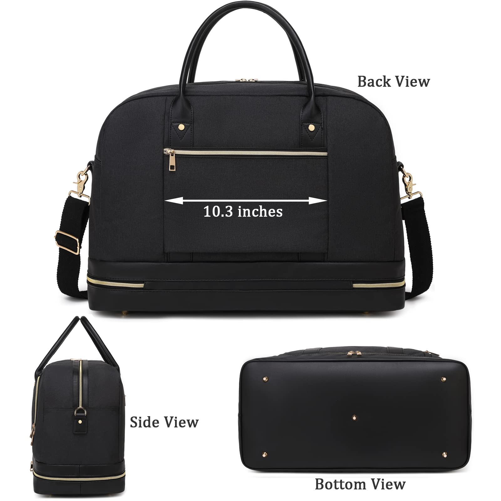 Stylish Leather Weekender Bag for Women & Men - Duffle Overnight Travel Tote Carry On Luggage - Perfect for Business Trips, Gym, Weekend Getaways & Airplane Travel