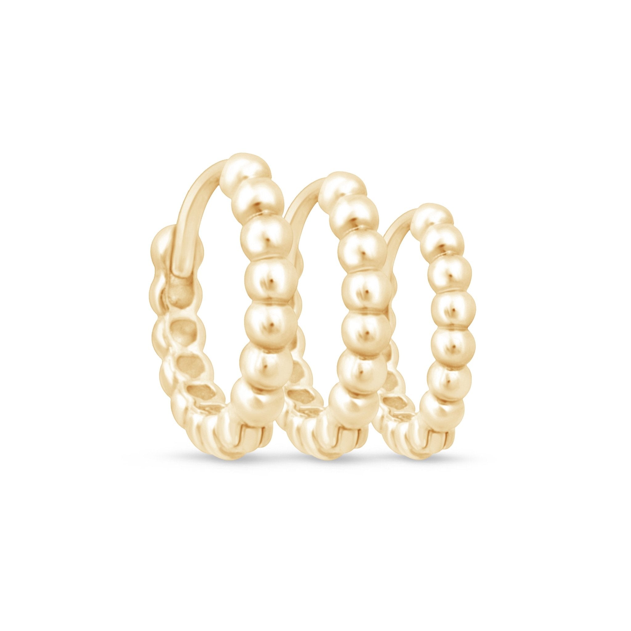 14K Solid Yellow Gold Bubble Beaded Hoop Earrings for Women - Elegant Dainty Everyday Jewelry for Gifts, Parties & Special Occasions