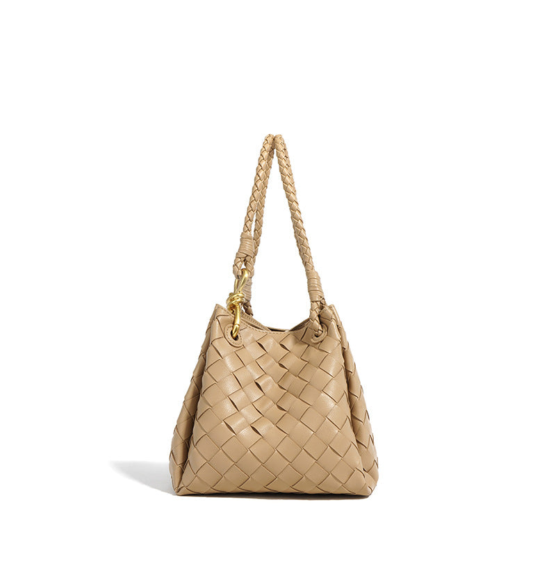Hand Woven Leather Bucket Bag for Women - Stylish Crossbody Purse with Adjustable Strap - Perfect for Work, Travel & Everyday Use