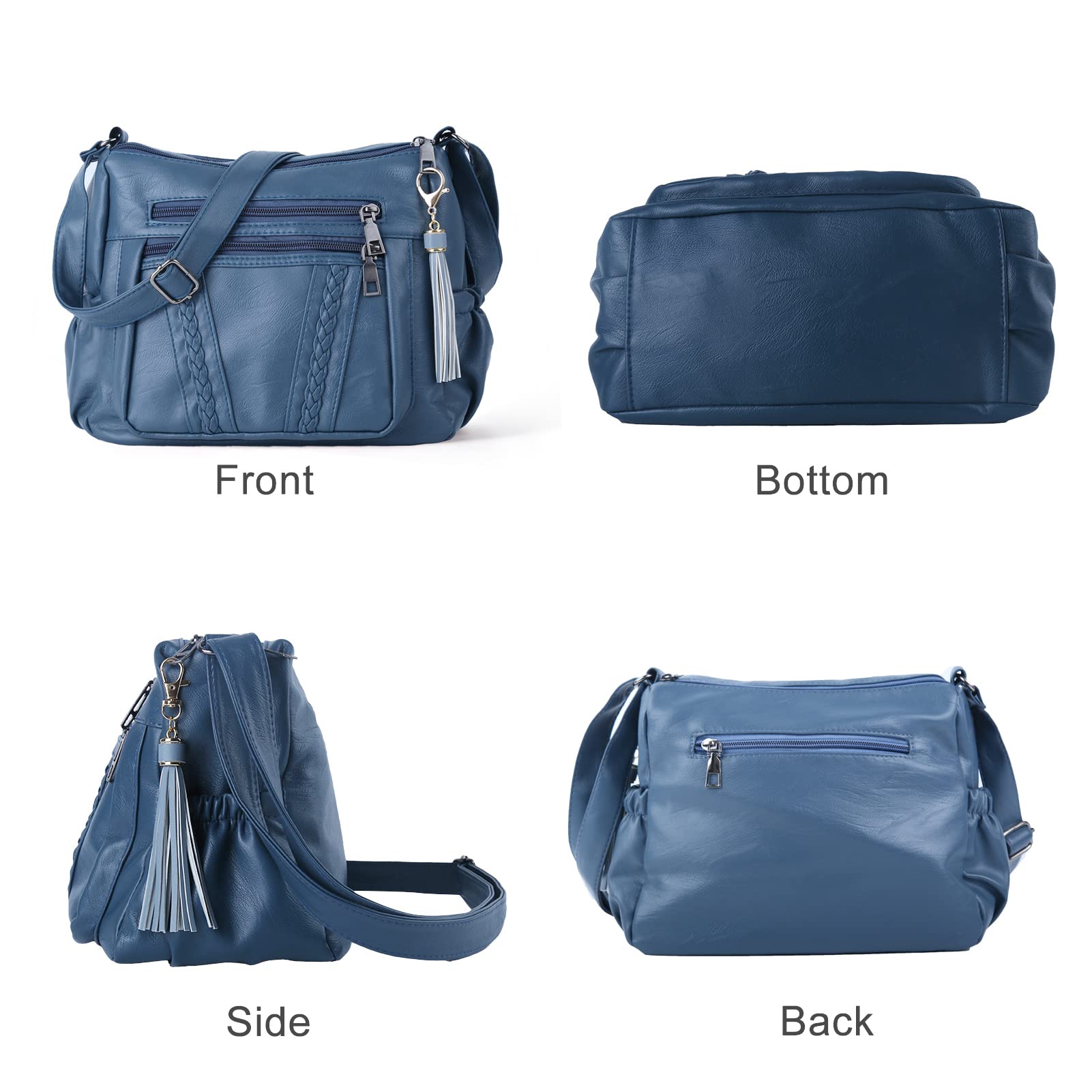 ELDA Women's Crossbody Bag - Soft PU Leather Purse with Multiple Pockets, Stylish Shoulder Handbag for Daily Use, Travel & Shopping