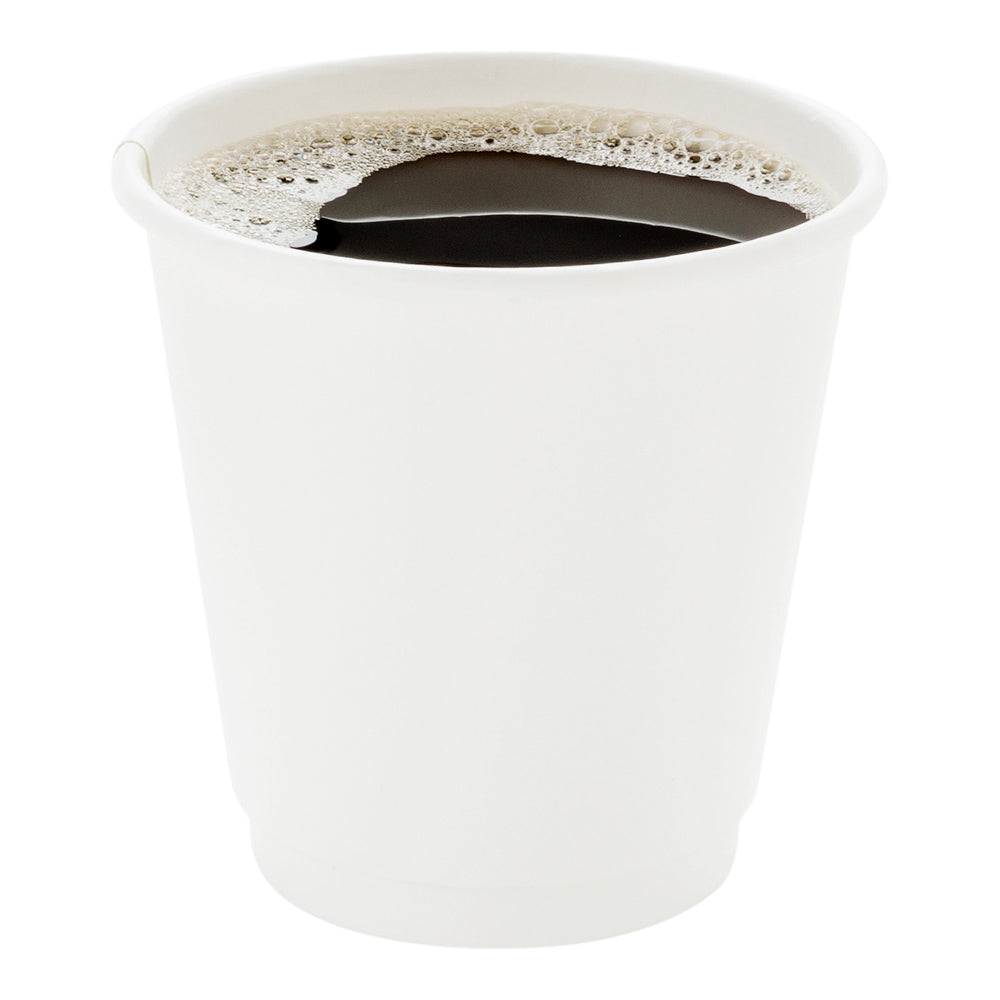 8 oz Double Wall White Paper Coffee Cups - Insulated Hot/Cold Drink Cups (25 Count) - Perfect for Coffee Shops, Offices & Home Use