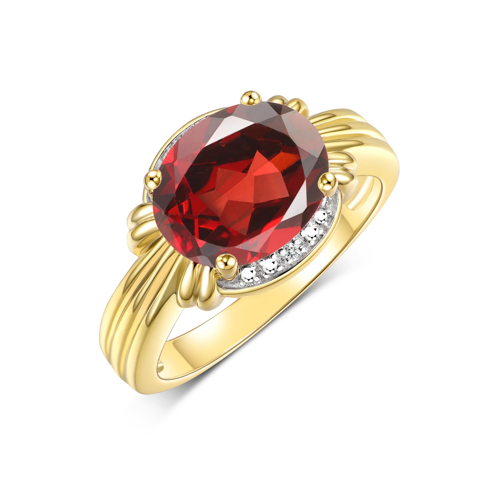Rylos 12X10MM Gemstone & Diamond Ring for Women – Elegant Yellow Gold Plated Silver Jewelry – Perfect for Middle or Pointer Finger – Sizes 5-13 – Ideal for Weddings, Anniversaries & Special Occasions