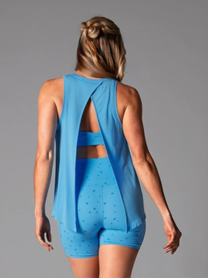 Tavi Tie Back Women's Tank Top - Stylish Summer Casual Top in Ocean Blue | Perfect for Beach Outings, Yoga & Everyday Wear