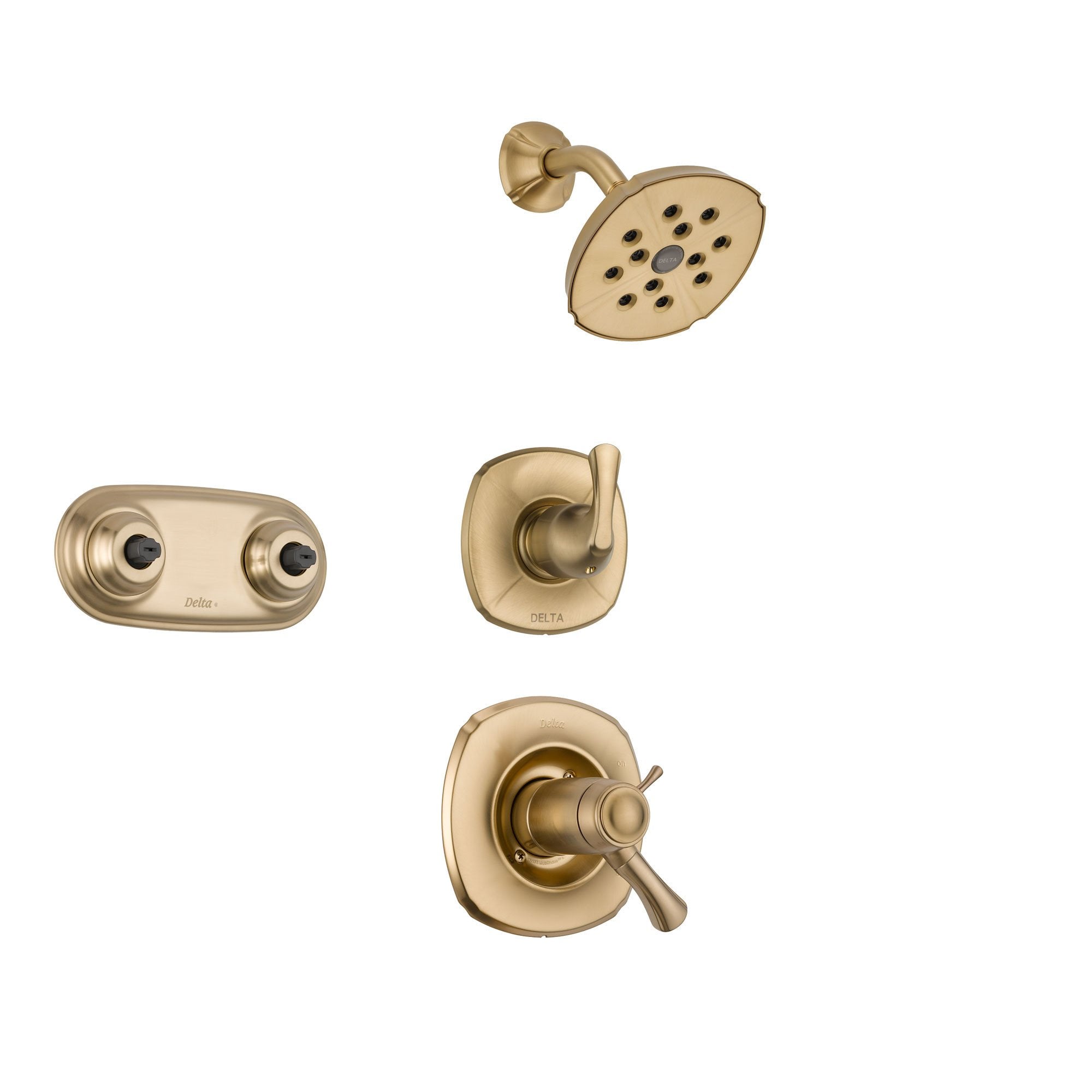Delta Addison Champagne Bronze Thermostatic Shower System with 3-Setting Diverter, Rainfall Showerhead & Dual Body Sprays - SS17T9285CZ - Perfect for Luxury Bathroom Renovations & Spa-Like Shower Experience