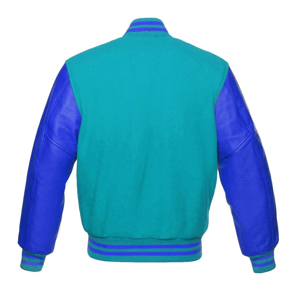 Premium Wool & Genuine Leather Varsity Jacket - Royal Blue Letterman Bomber with School Collage Design | Perfect for Baseball Games, Campus Wear & Casual Outfits