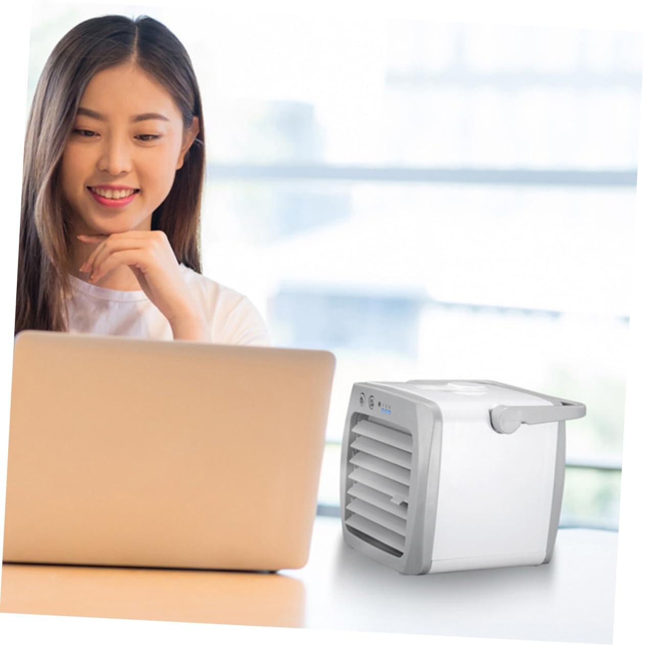 STOBAZA Portable Desktop Air Cooler Fan - Personal Mini AC Cooling Fan for Home, Office & Bedroom - Compact & Energy Efficient Cooling Solution